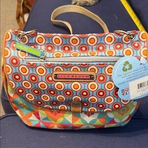 Lily Bloom Blue, Orange and Red Geometric Shoulder Bag